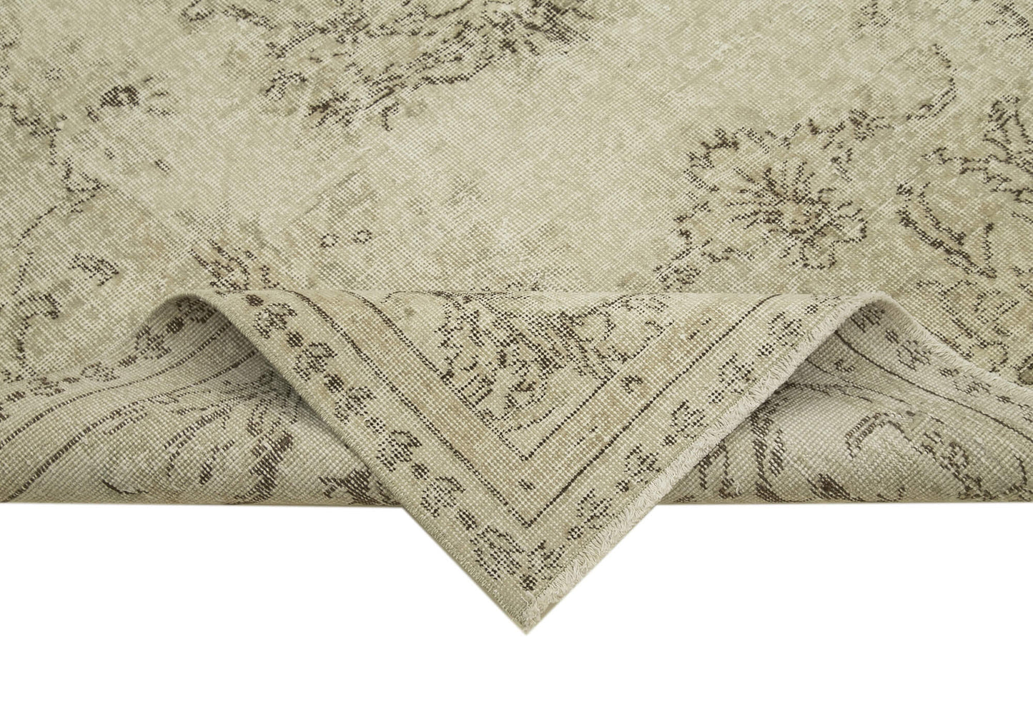 5x9 Beige Turkish Vintage Area Rug - 38924