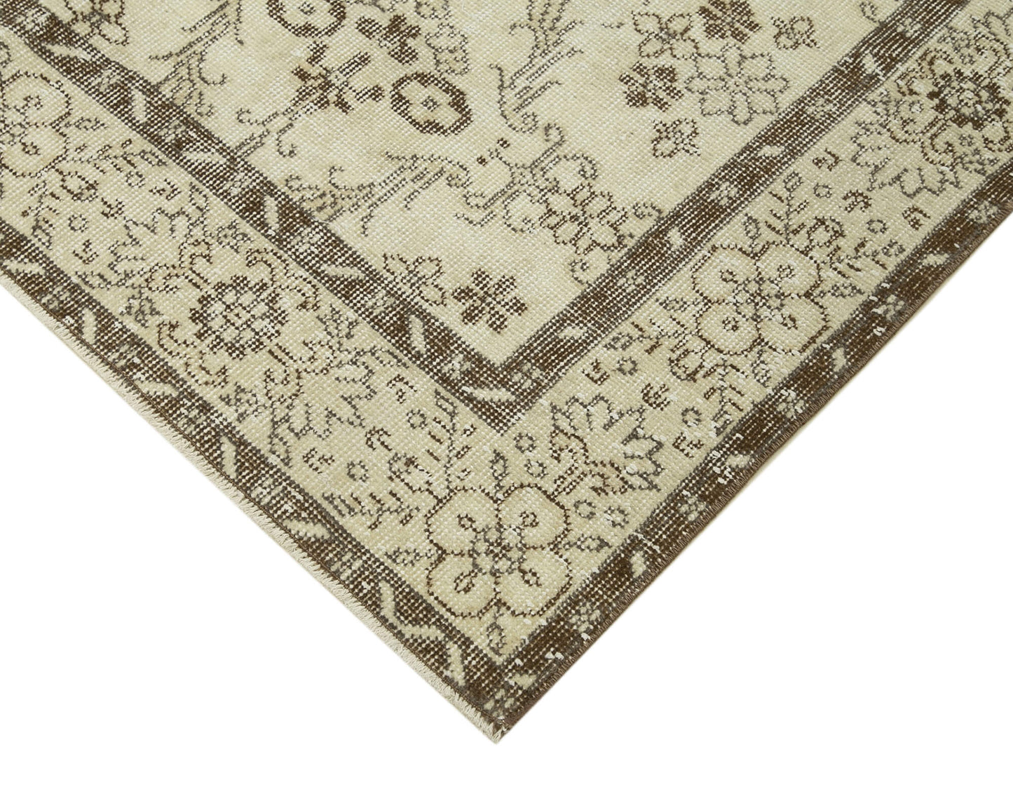 5x9 Beige Turkish Vintage Area Rug - 38928