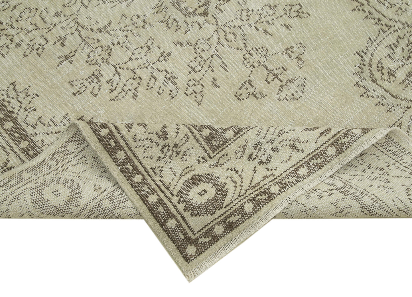 6x9 Beige Turkish Vintage Area Rug - 38932