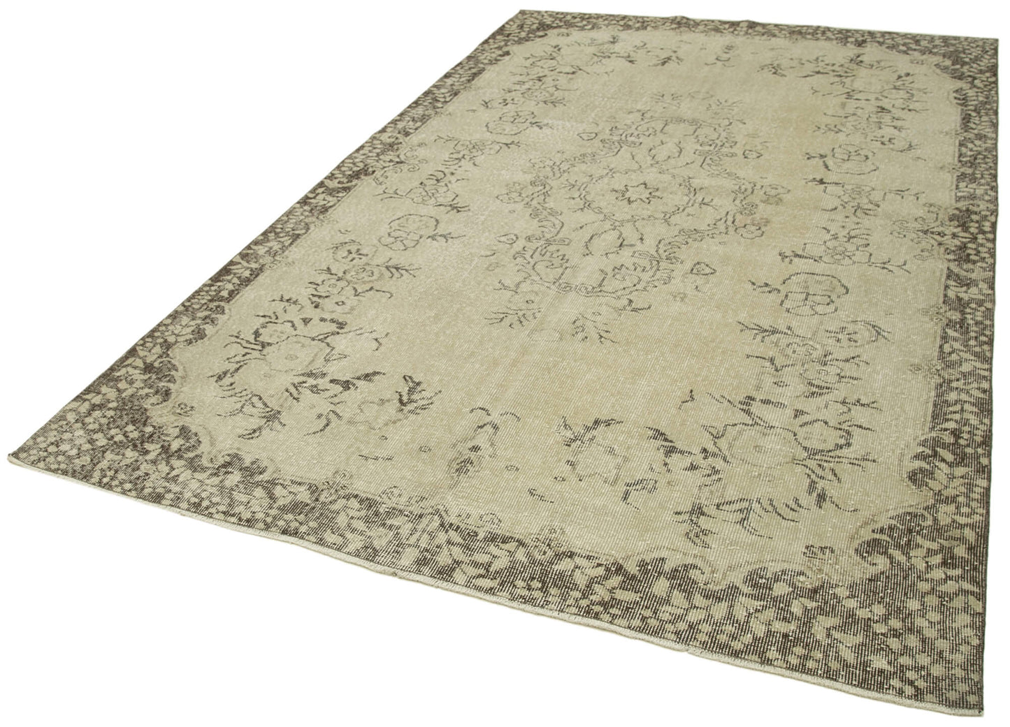 6x10 Beige Turkish Vintage Area Rug - 38935