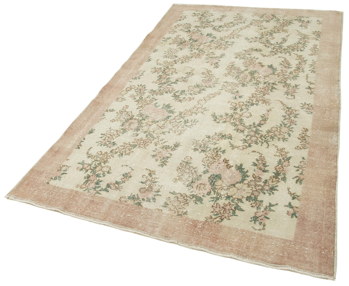 5x8 Beige Turkish Vintage Area Rug - 38942