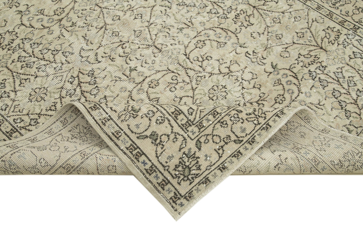 5x8 Beige Turkish Vintage Area Rug - 38944
