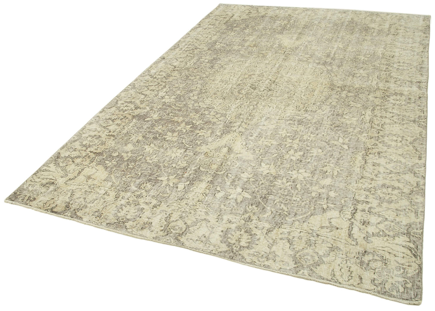 6x10 Beige Turkish Vintage Area Rug - 38951