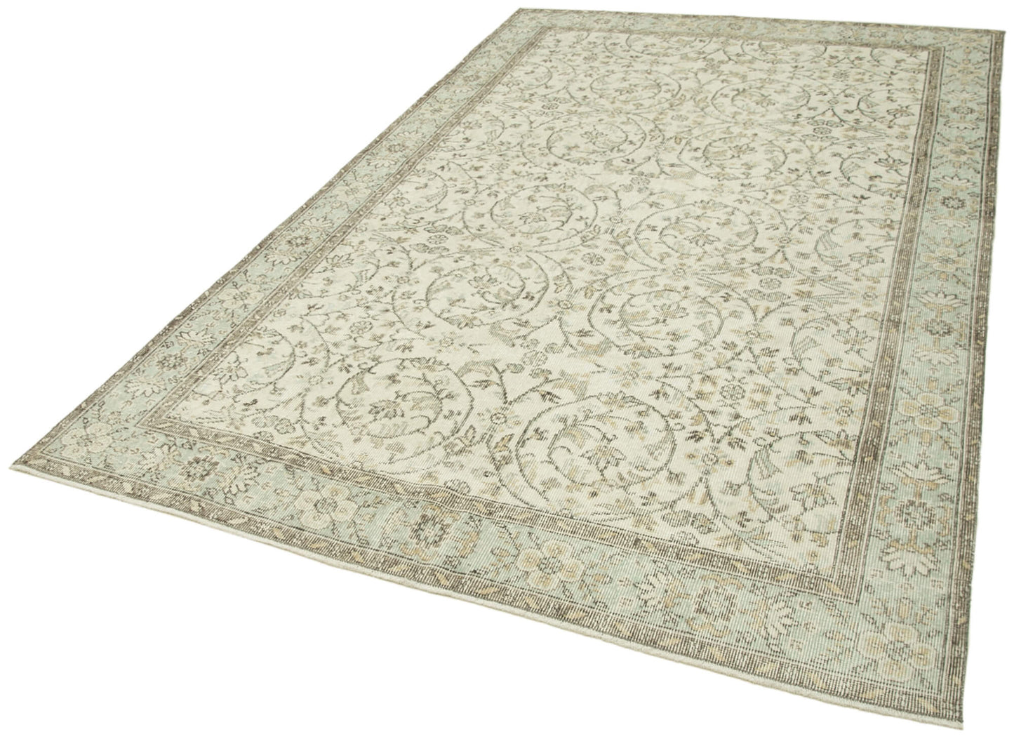 6x10 Beige Turkish Vintage Area Rug - 38952