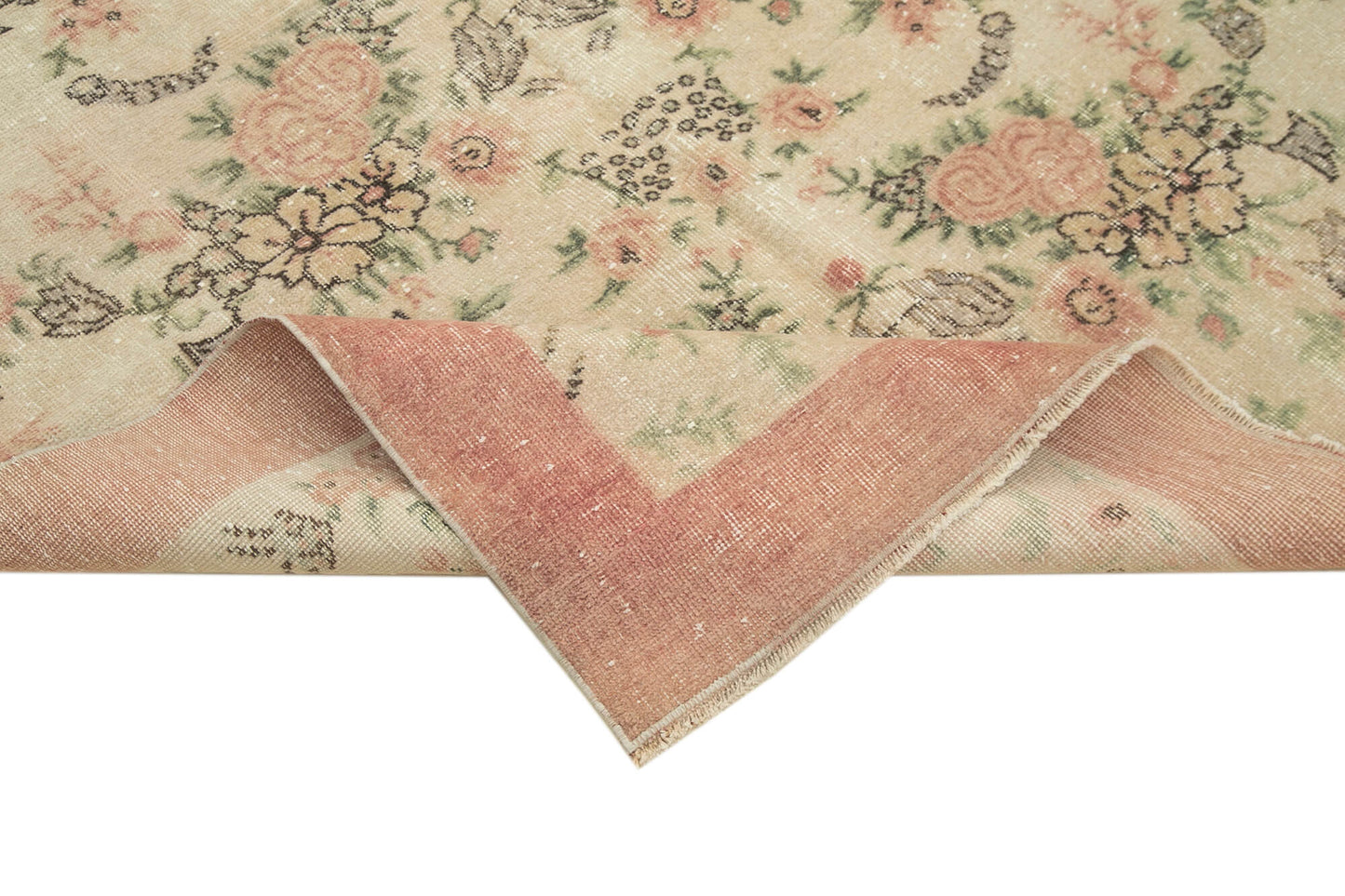 5x8 Beige Turkish Vintage Area Rug - 38986