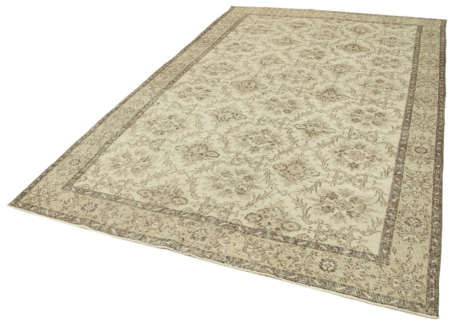 6x10 Beige Turkish Vintage Area Rug - 38987