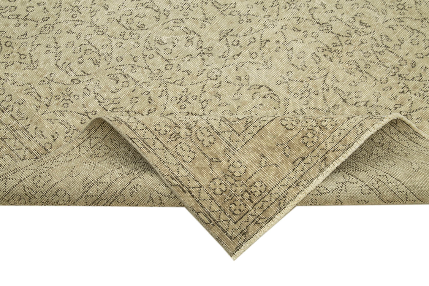 7x10 Beige Turkish Vintage Area Rug - 38989