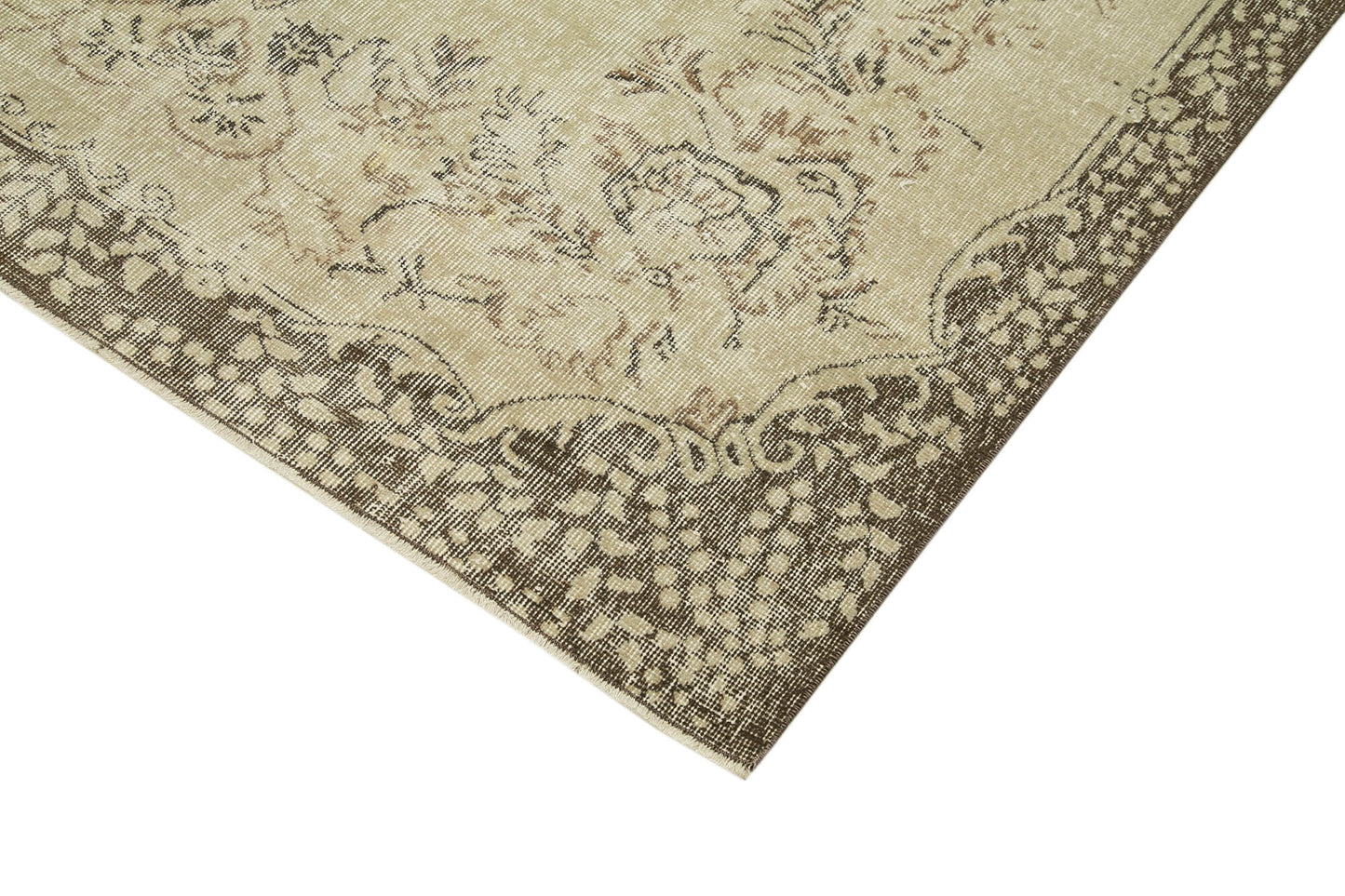 6x9 Beige Turkish Vintage Area Rug - 38990