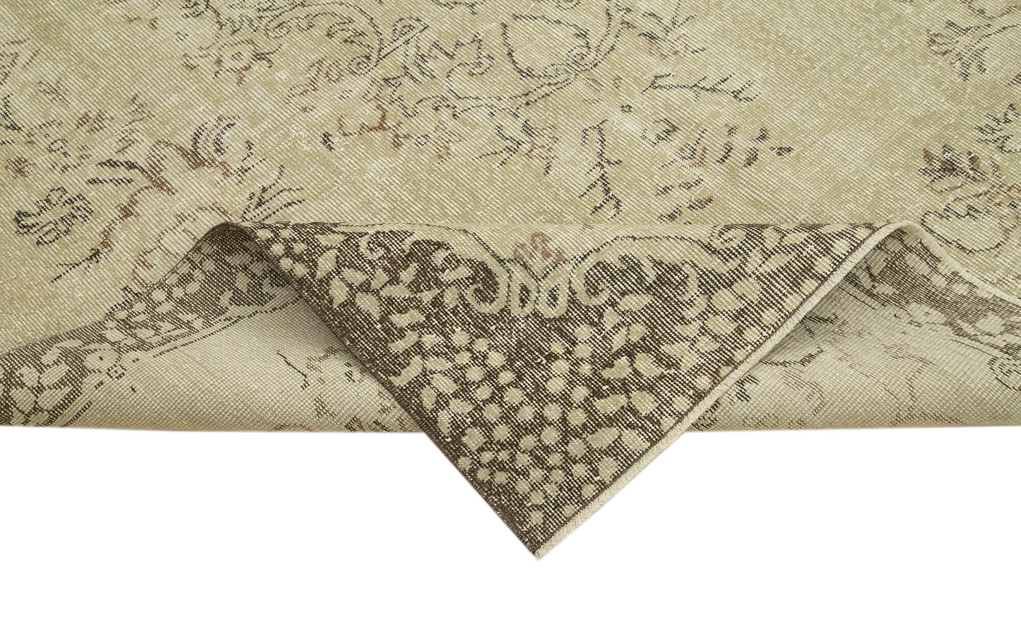 6x9 Beige Turkish Vintage Area Rug - 38990