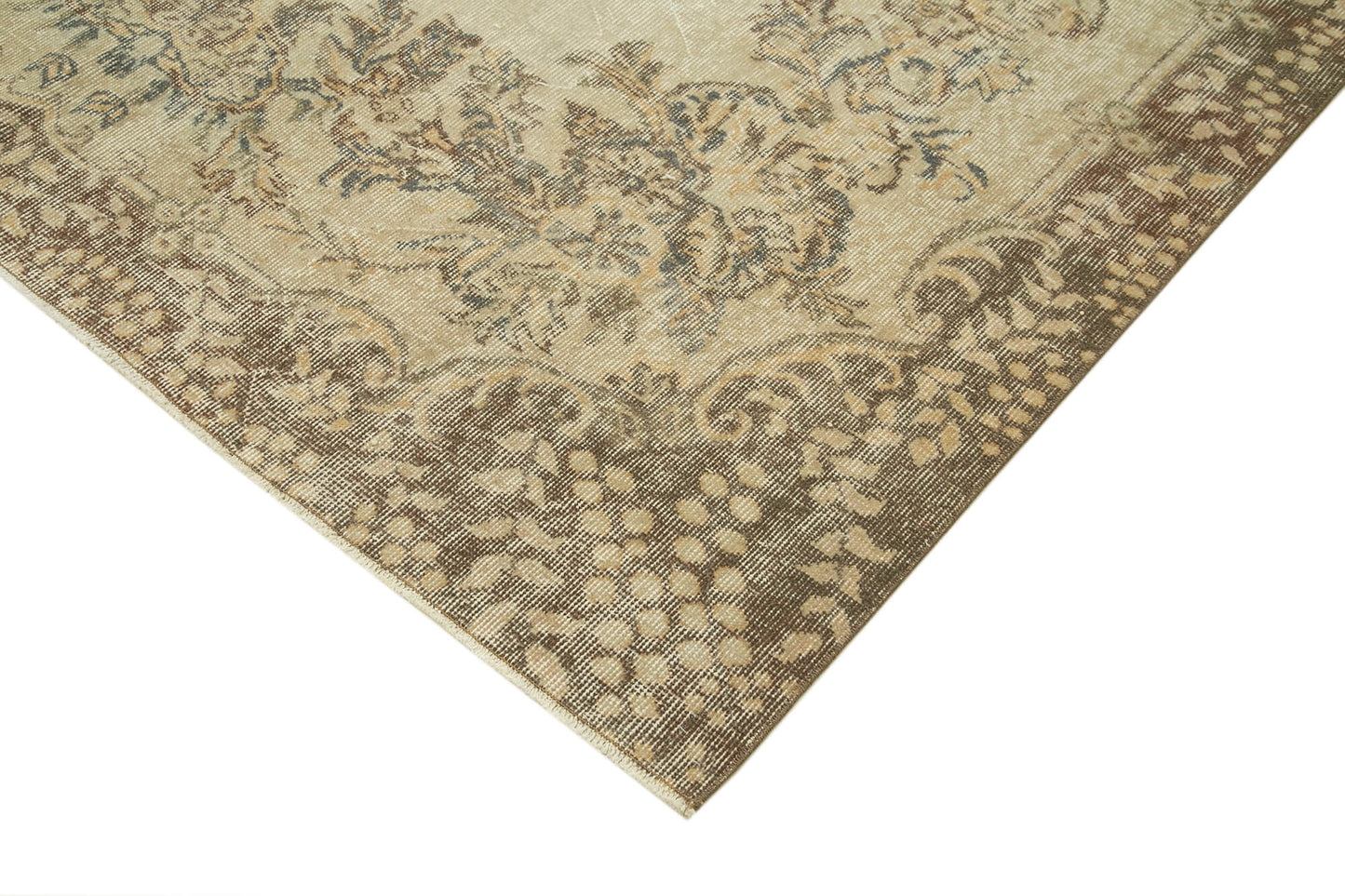 7x10 Beige Turkish Vintage Area Rug - 38992