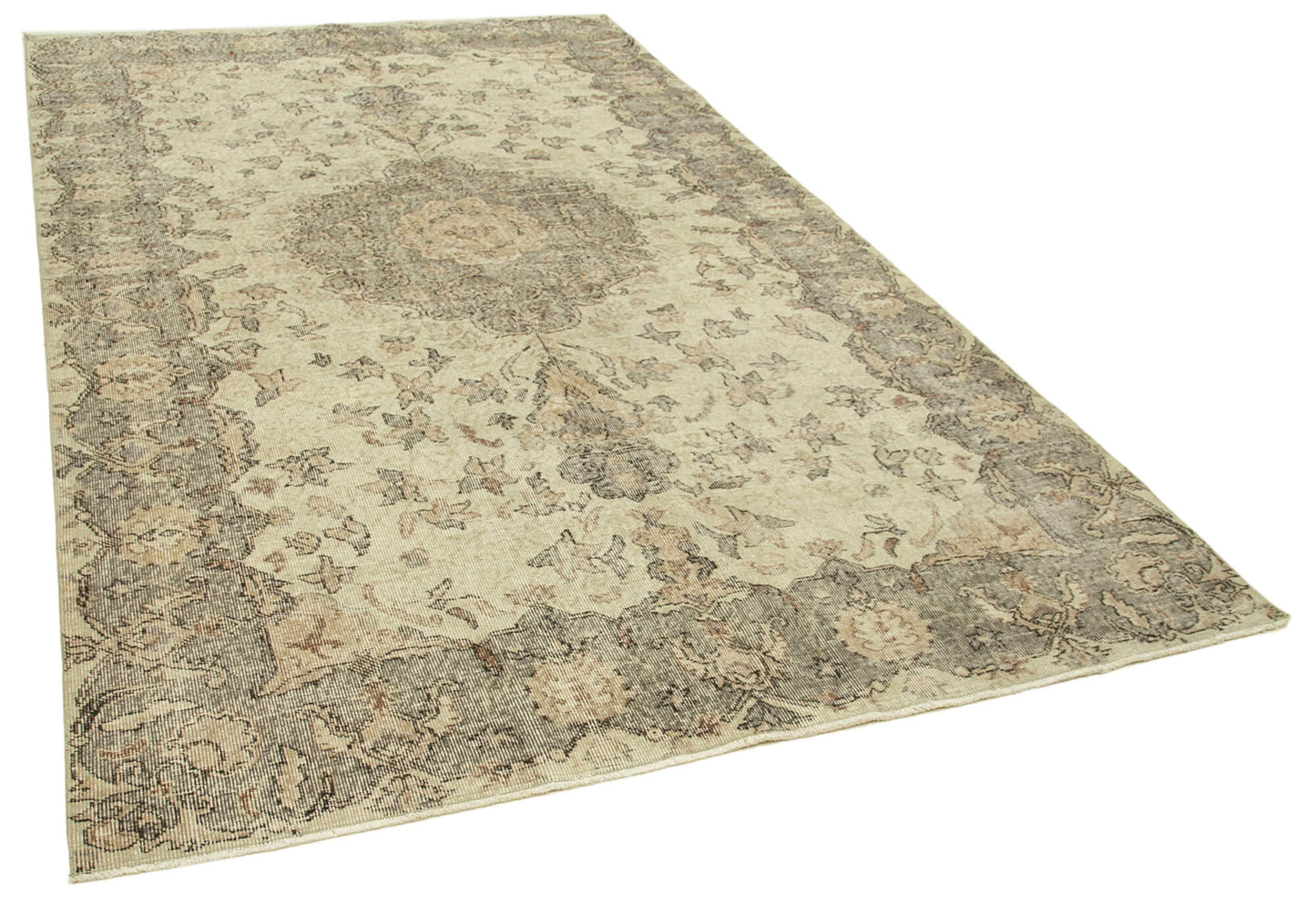 6x10 Beige Turkish Vintage Area Rug - 38997