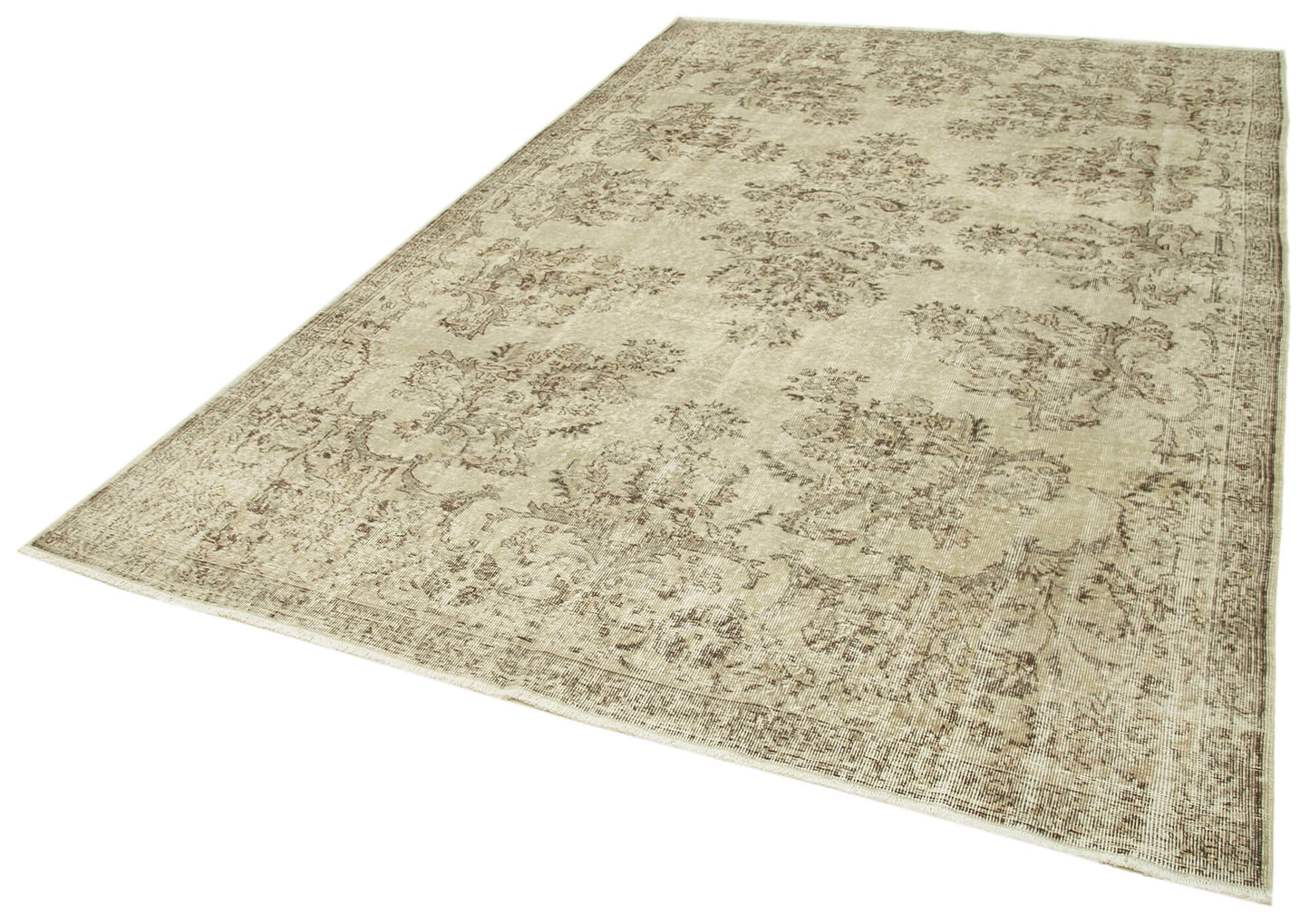7x10 Beige Turkish Vintage Area Rug - 39001