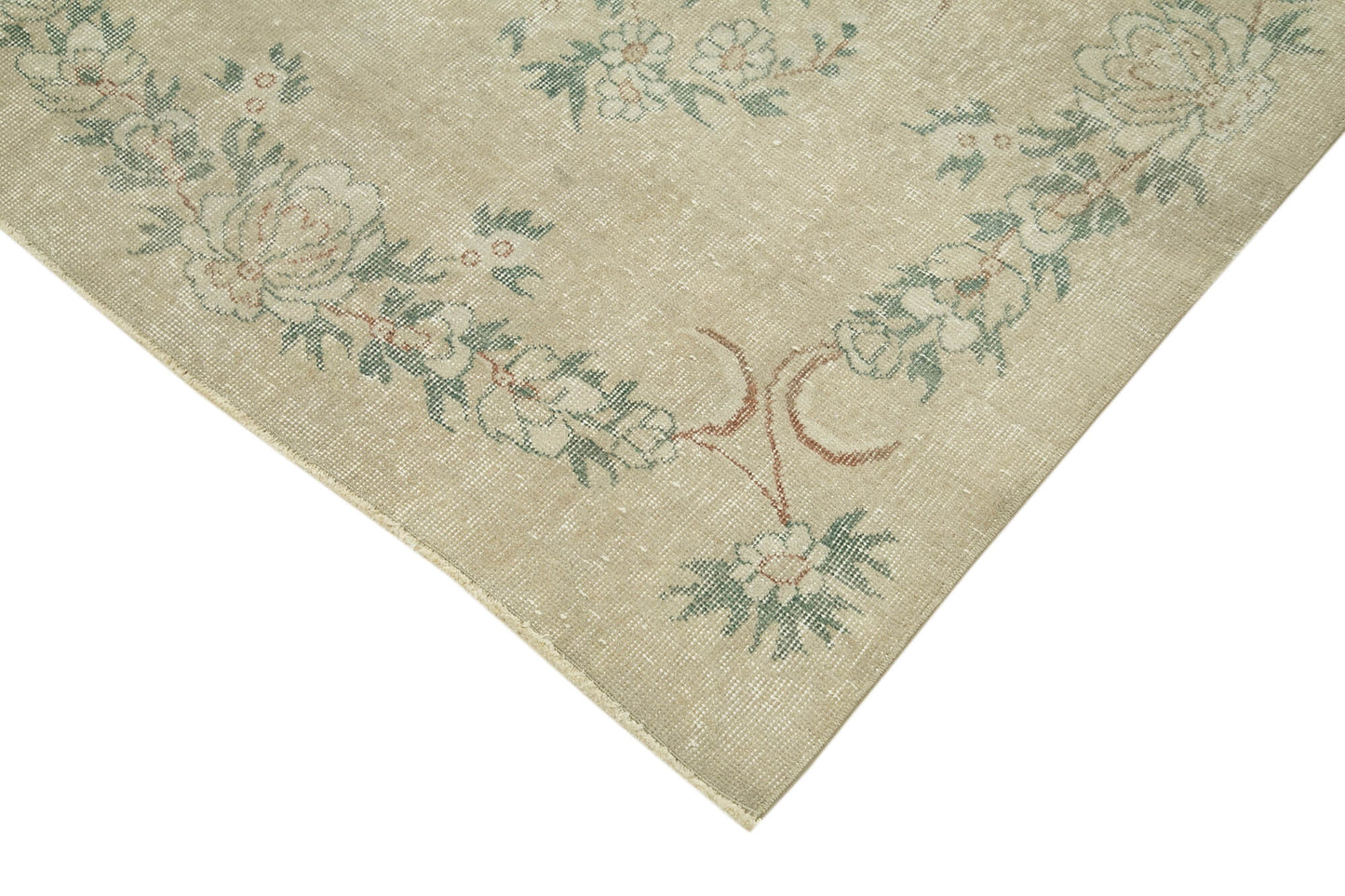 7x10 Beige Turkish Vintage Area Rug - 39004