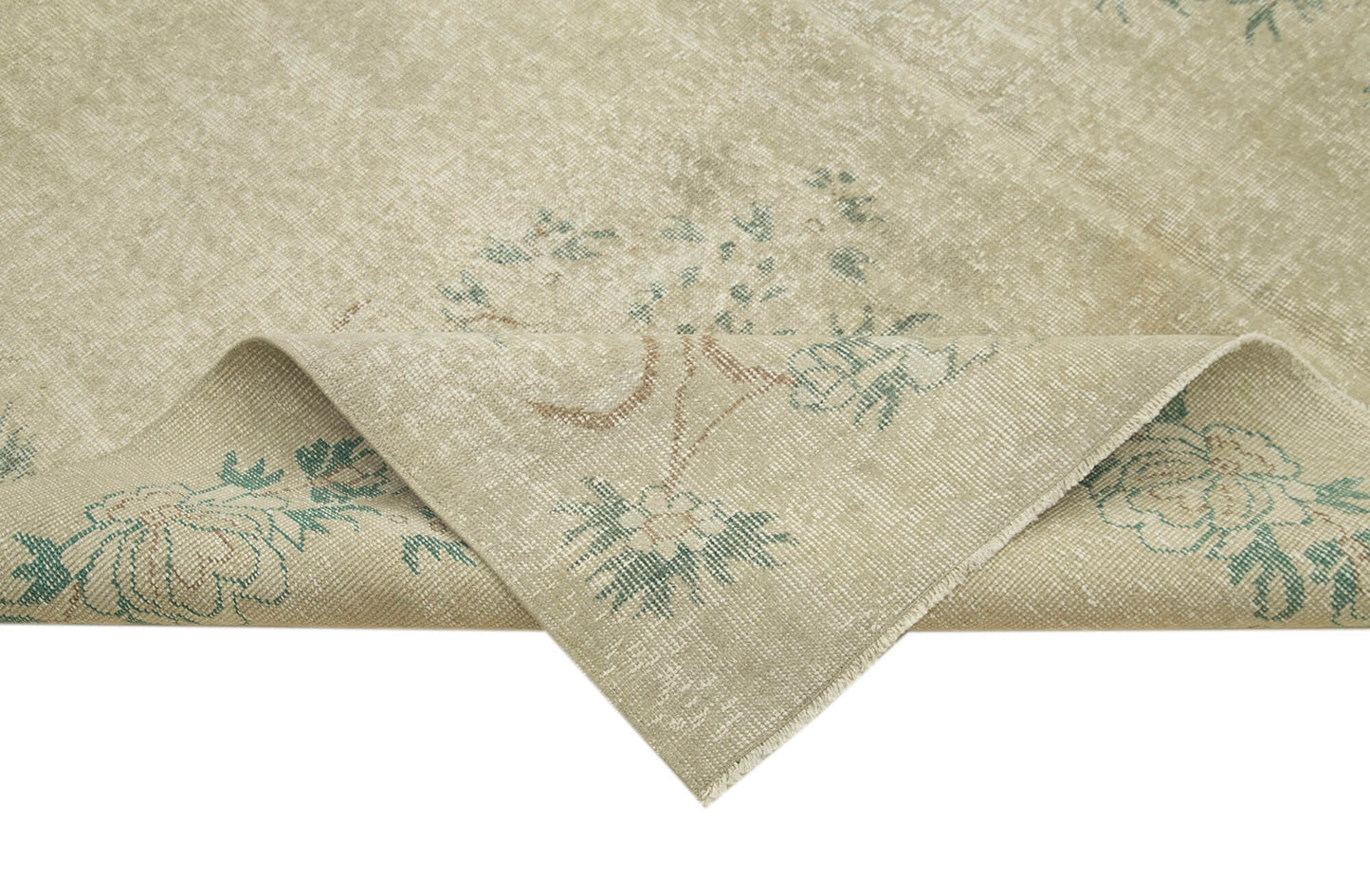 7x10 Beige Turkish Vintage Area Rug - 39004