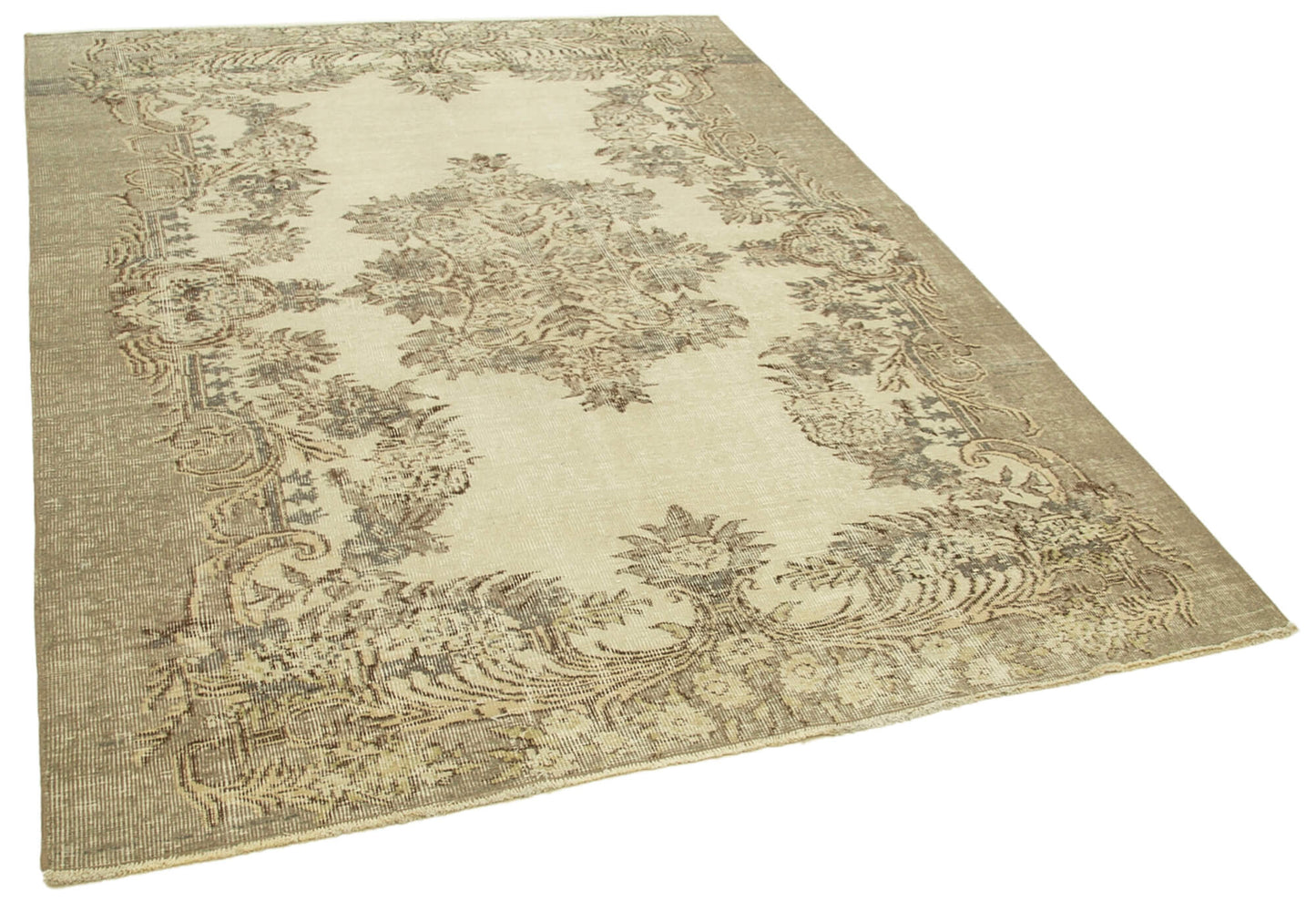 6x8 Beige Turkish Vintage Area Rug - 39014
