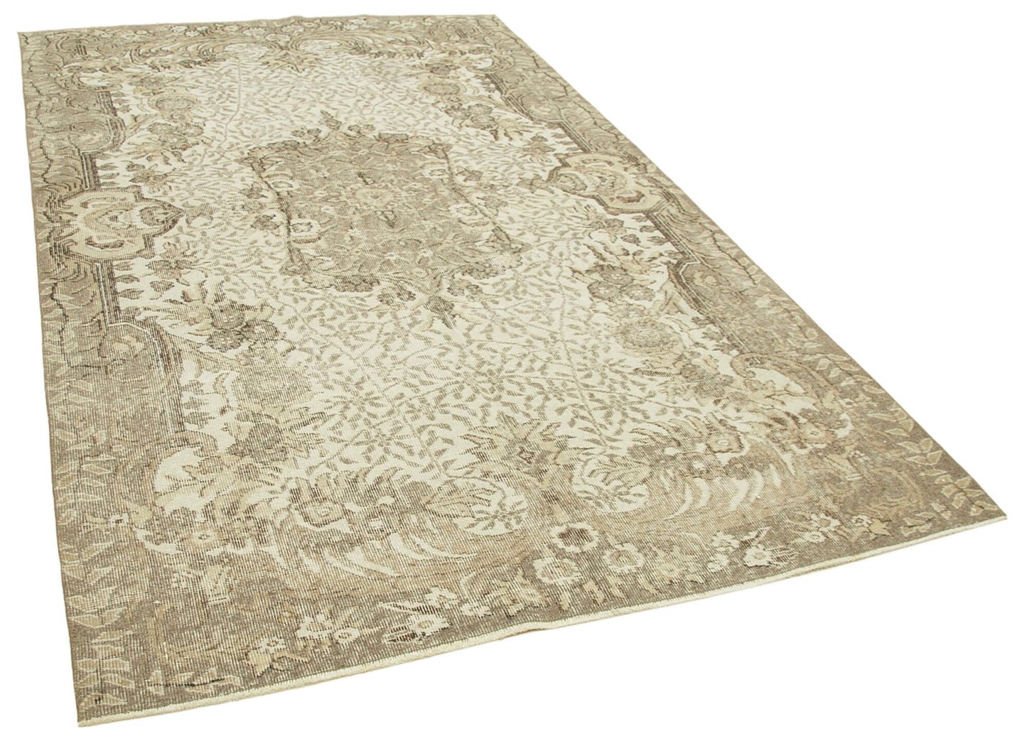 6x9 Beige Turkish Vintage Area Rug - 39021
