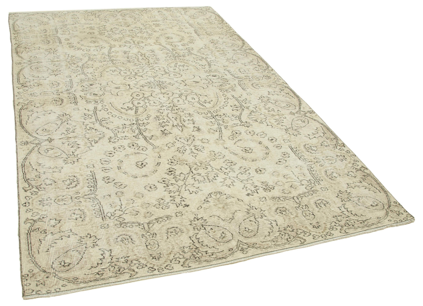 5x8 Beige Turkish Vintage Area Rug - 39022