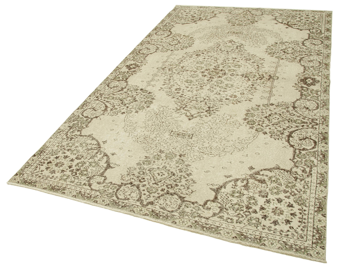 5x9 Beige Turkish Vintage Area Rug - 39024