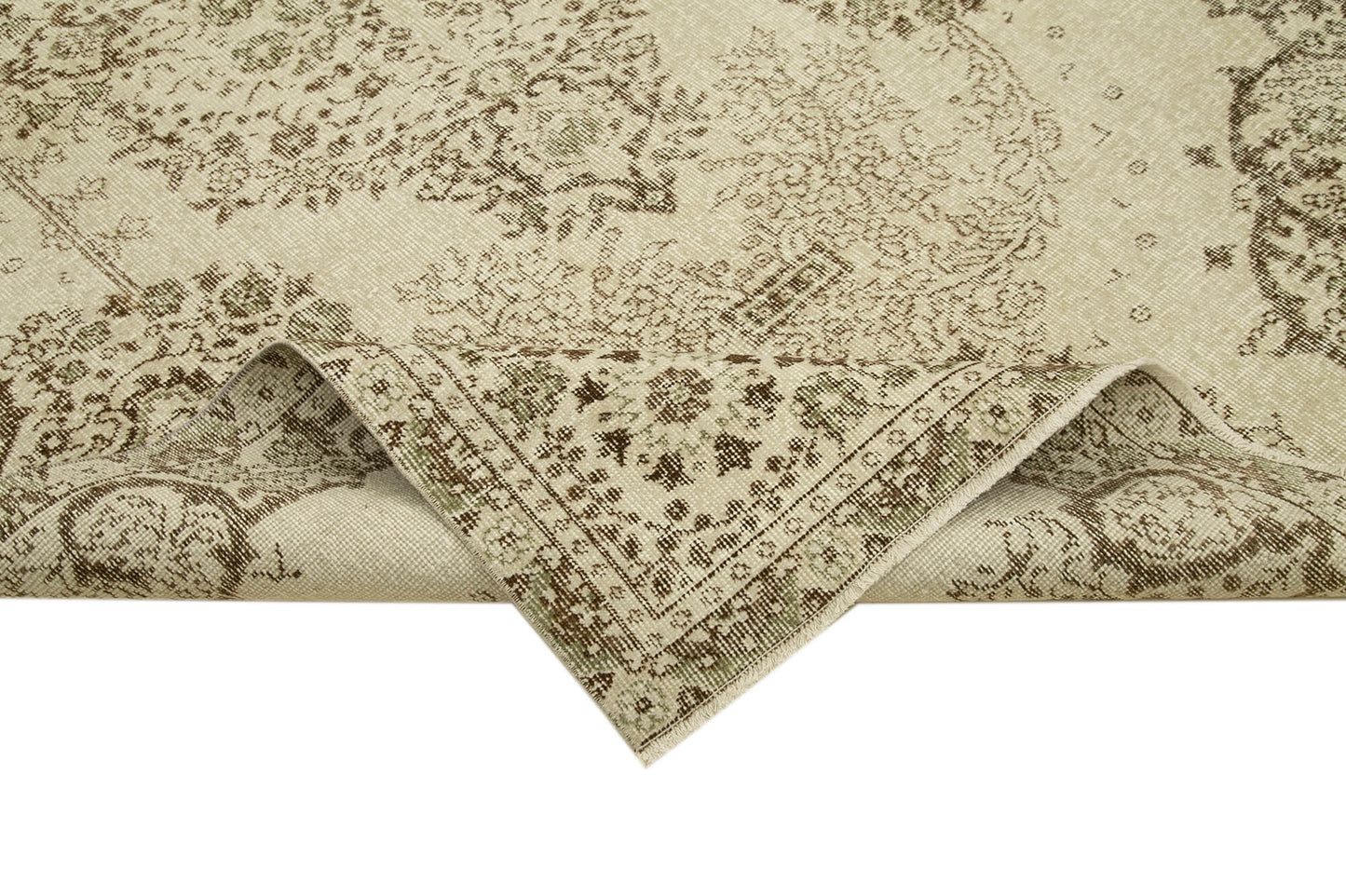 5x9 Beige Turkish Vintage Area Rug - 39024