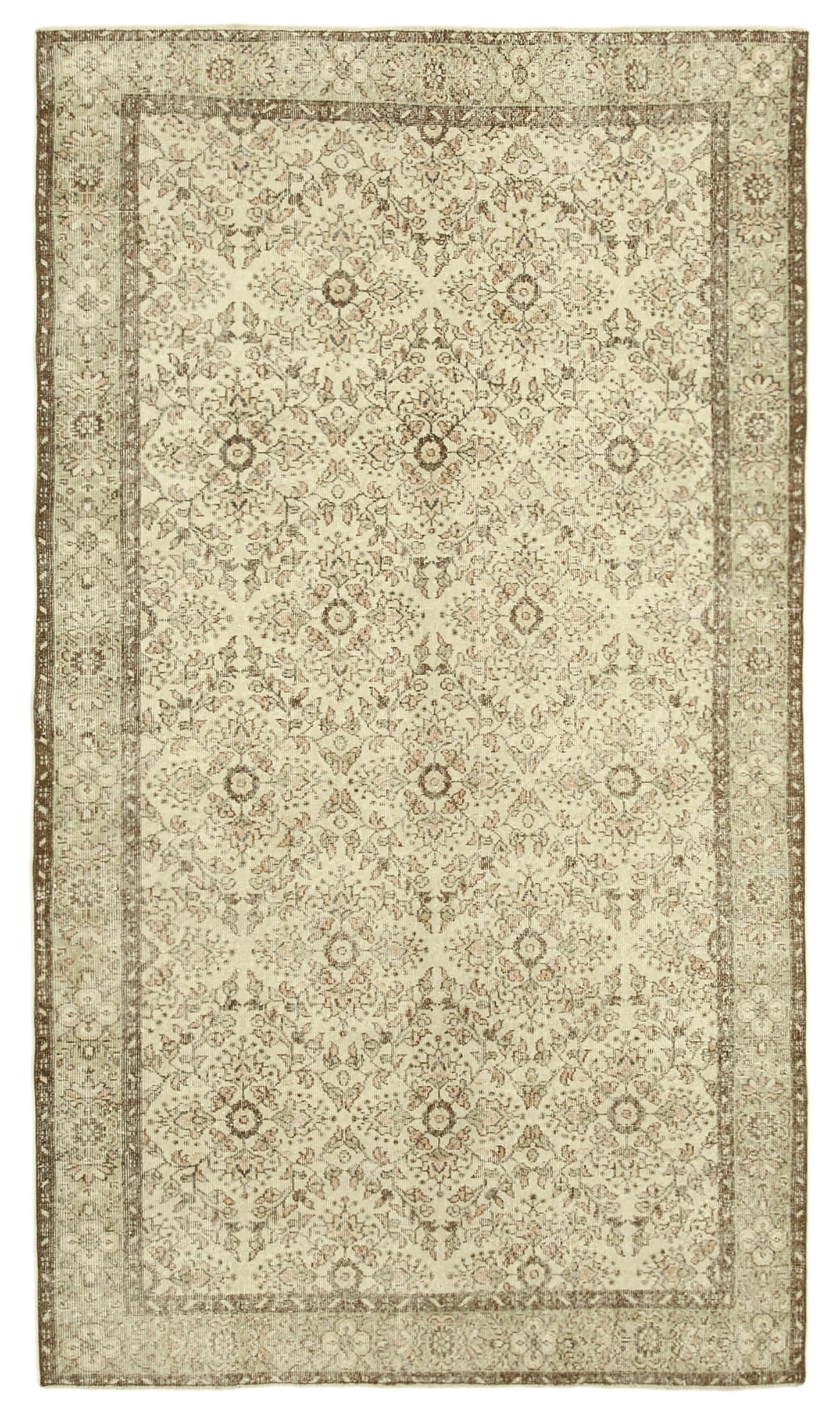 6x10 Beige Turkish Vintage Area Rug - 39031