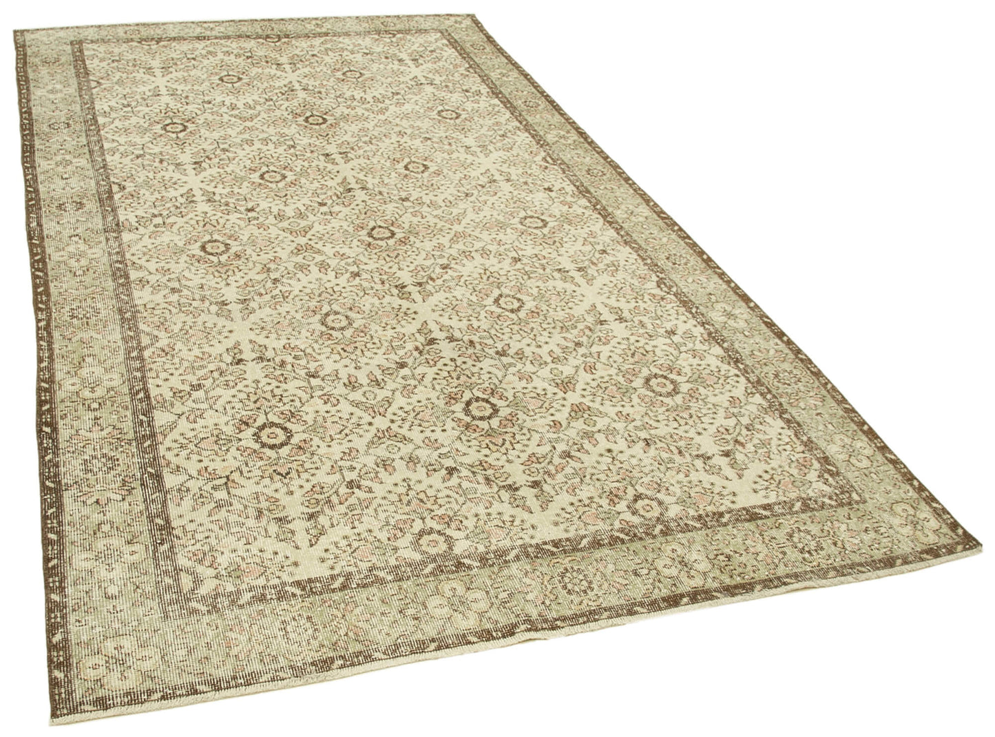 6x10 Beige Turkish Vintage Area Rug - 39031
