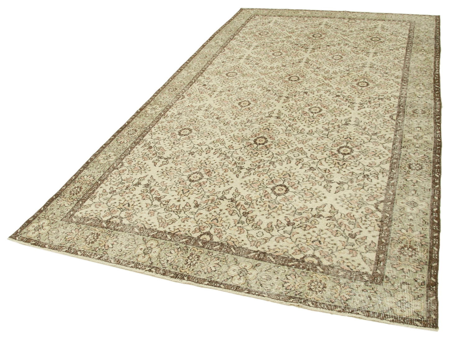 6x10 Beige Turkish Vintage Area Rug - 39031
