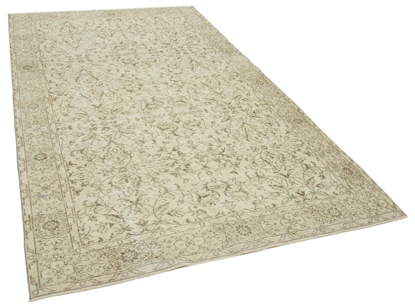 5x9 Beige Turkish Vintage Area Rug - 39033