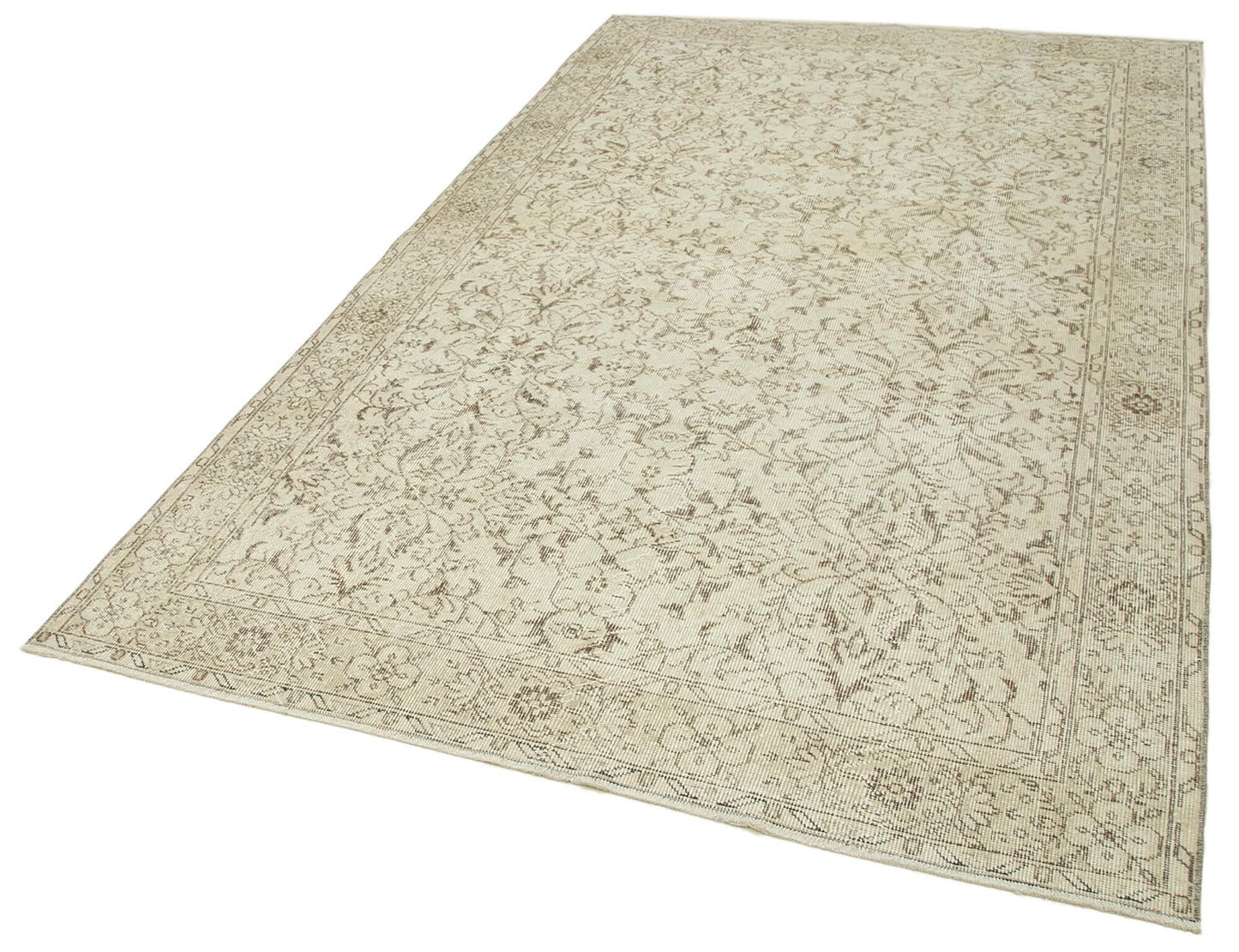 5x9 Beige Turkish Vintage Area Rug - 39033
