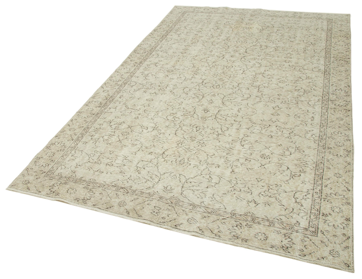 5x9 Beige Turkish Vintage Area Rug - 39035