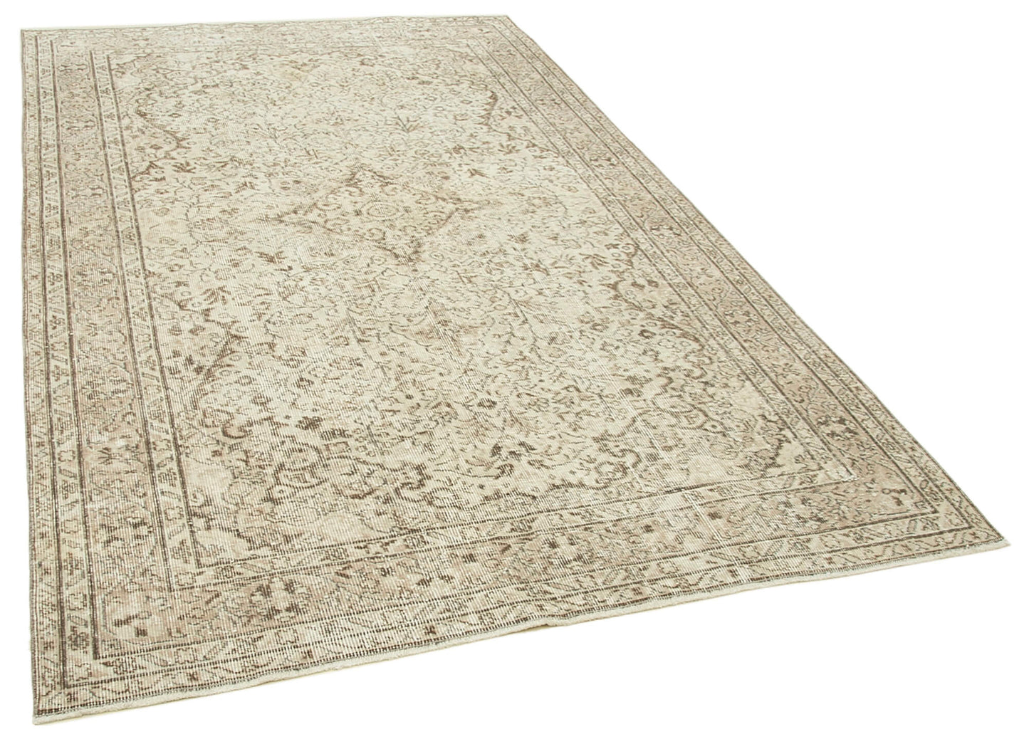 5x9 Beige Turkish Vintage Area Rug - 39037