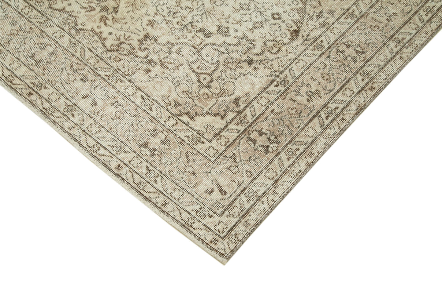 5x9 Beige Turkish Vintage Area Rug - 39037