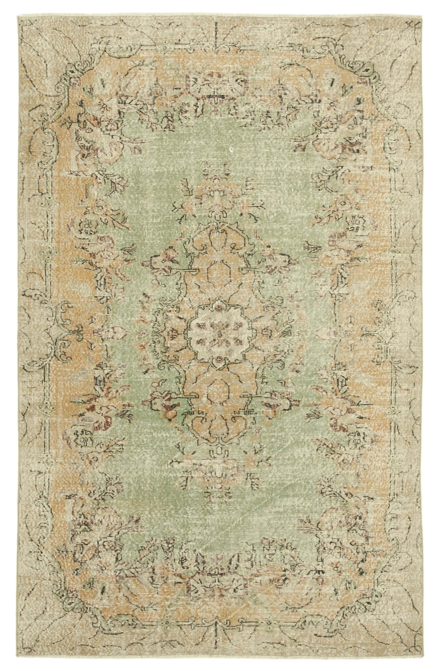 6x10 Beige Turkish Vintage Area Rug - 39054
