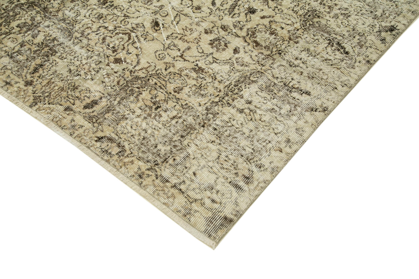 7x10 Beige Turkish Vintage Area Rug - 39059