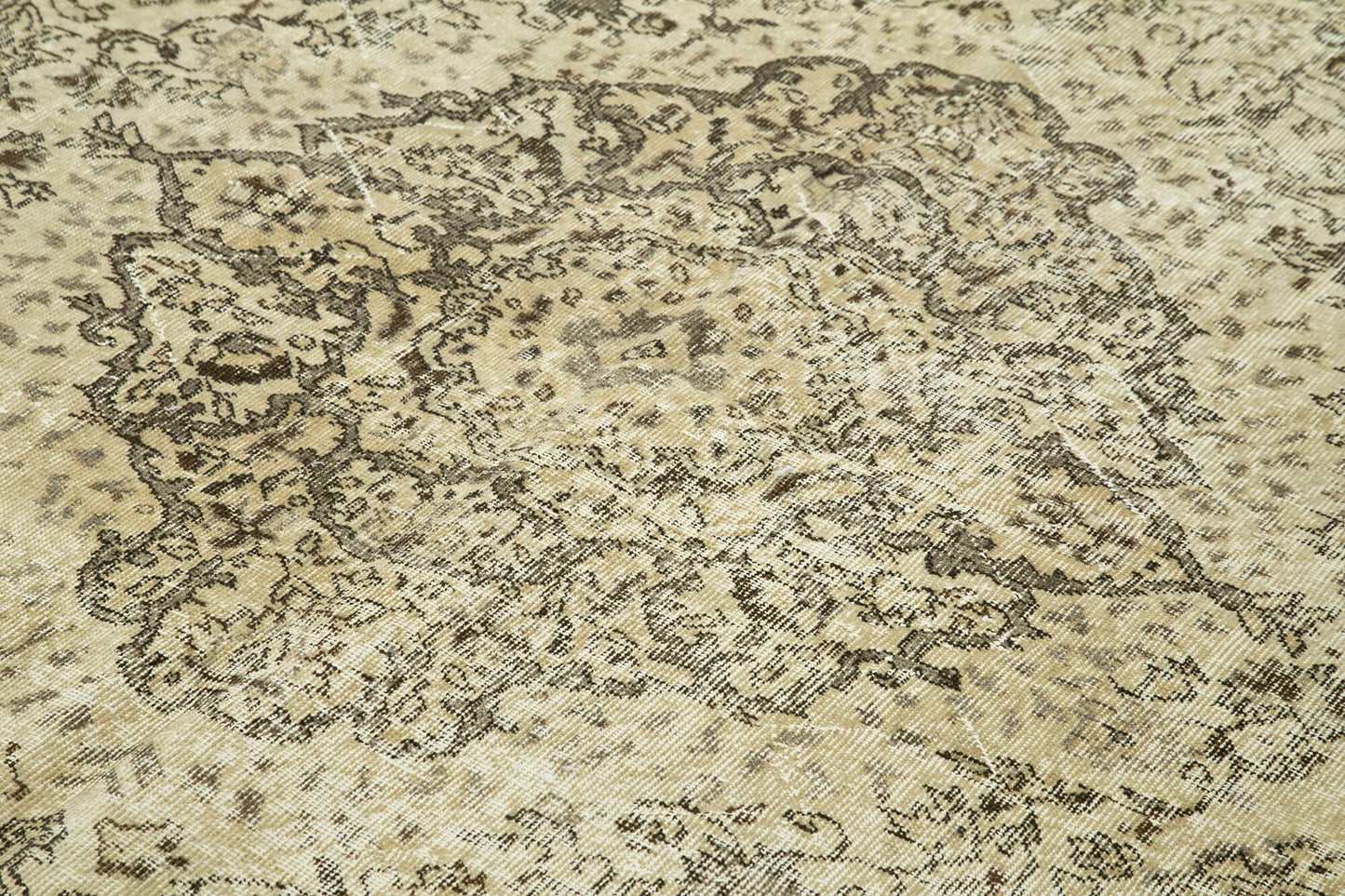 7x10 Beige Turkish Vintage Area Rug - 39059