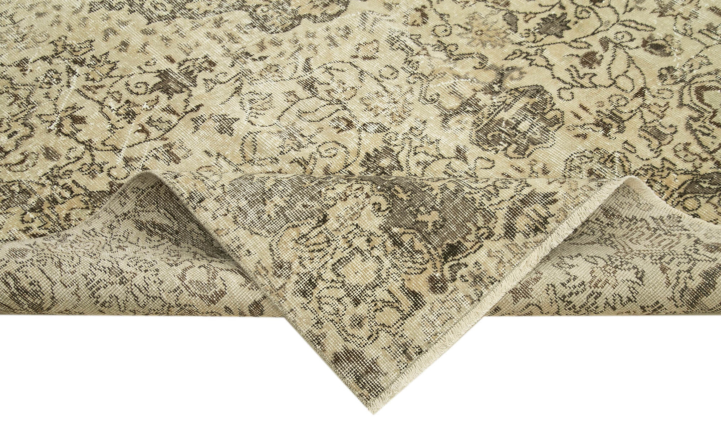 7x10 Beige Turkish Vintage Area Rug - 39059