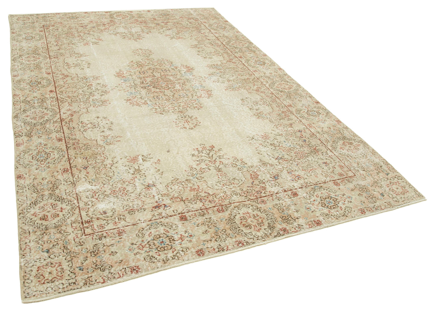 6x10 Beige Turkish Vintage Area Rug - 39062