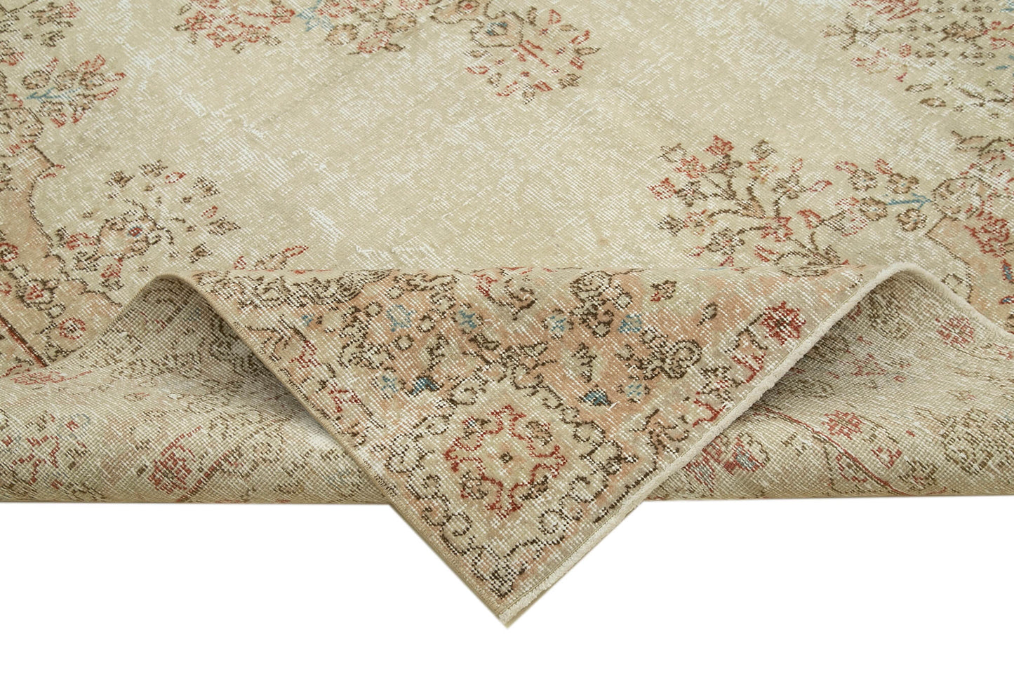 6x10 Beige Turkish Vintage Area Rug - 39062