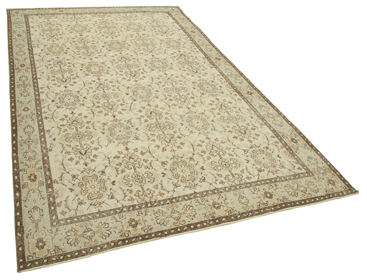 6x10 Beige Turkish Vintage Area Rug - 39066