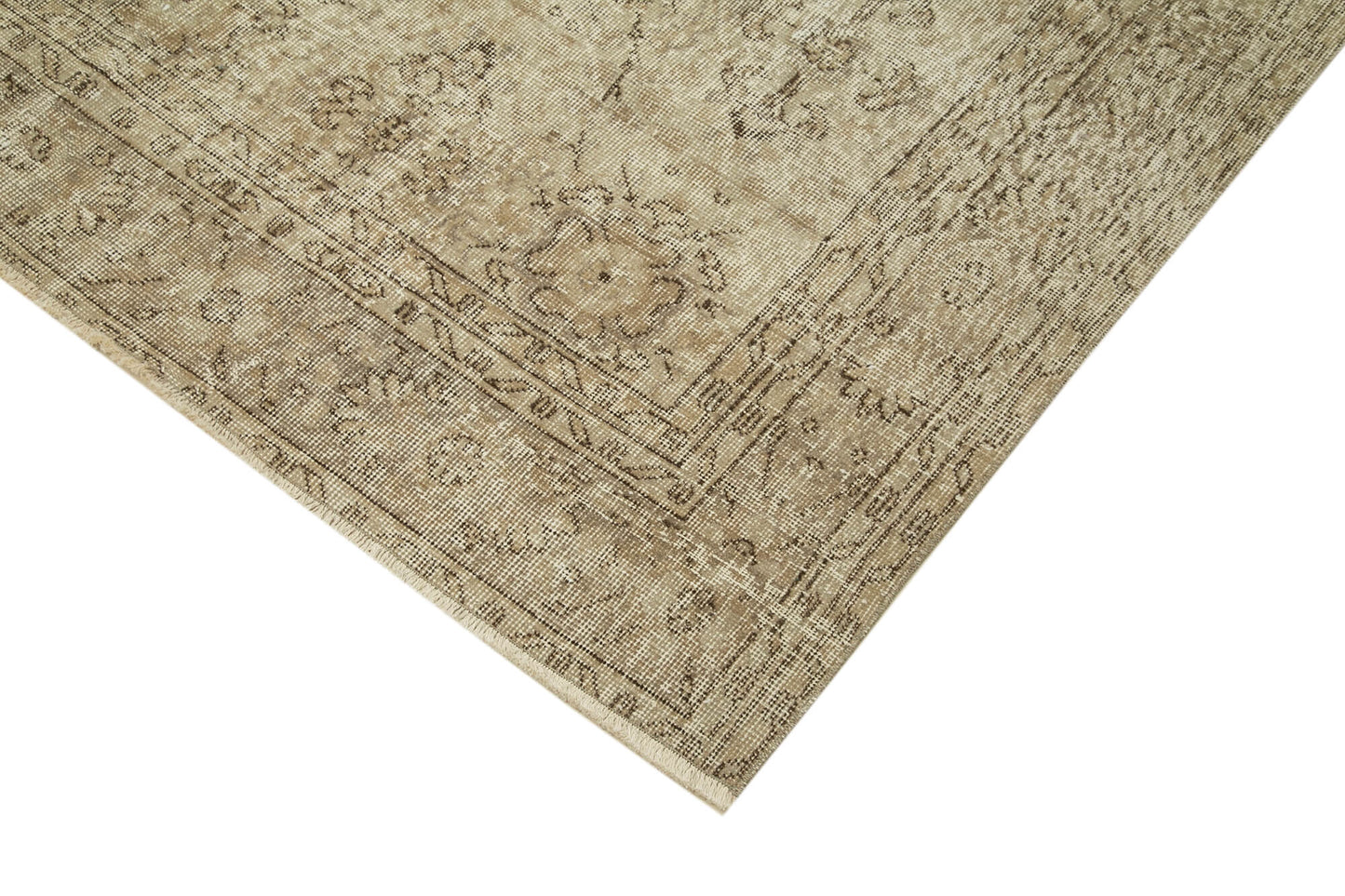 7x9 Beige Turkish Vintage Area Rug - 39070