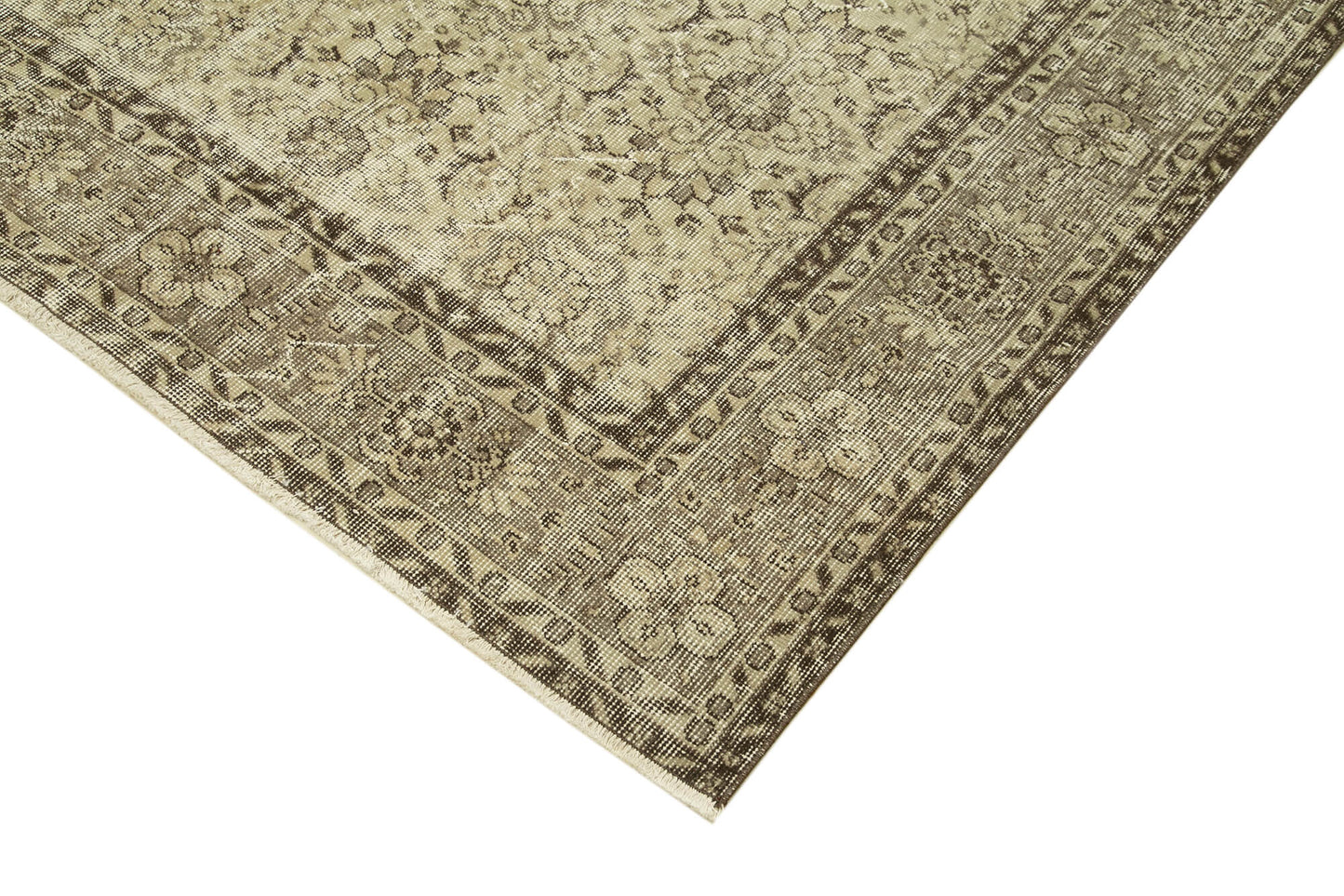 7x10 Beige Turkish Vintage Area Rug - 39074