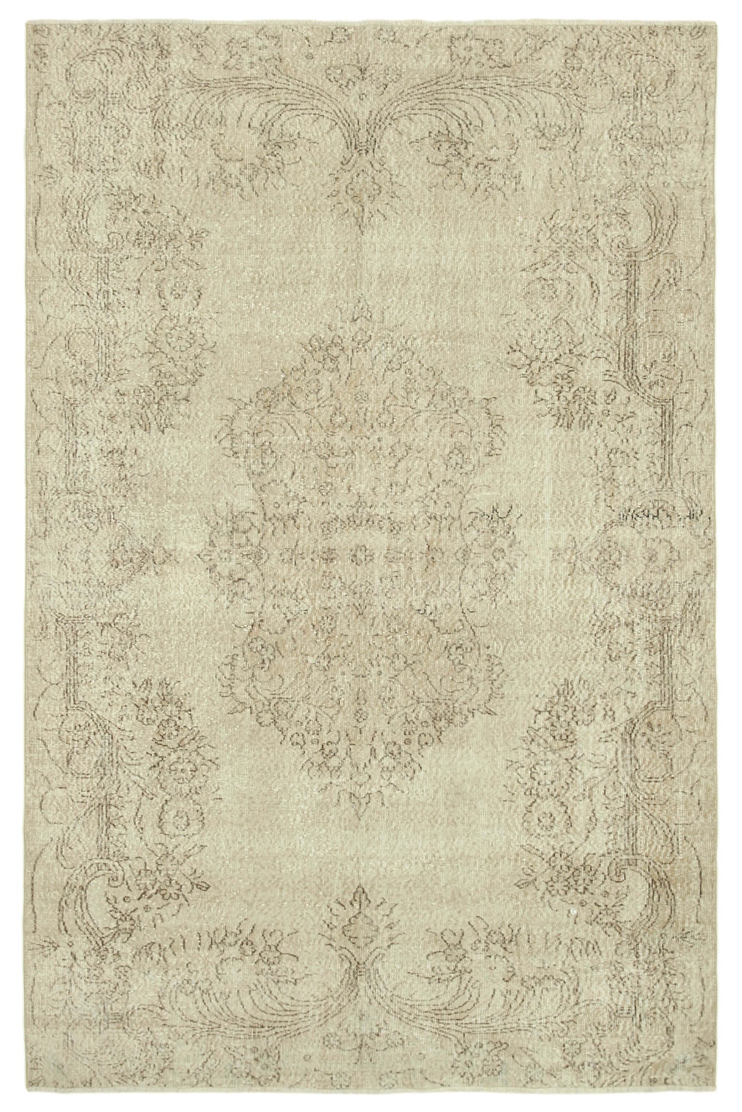 6x10 Beige Turkish Vintage Area Rug - 39075