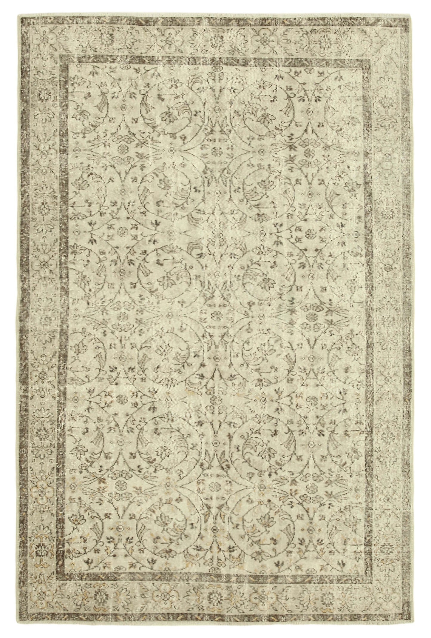 6x10 Beige Turkish Vintage Area Rug - 39080