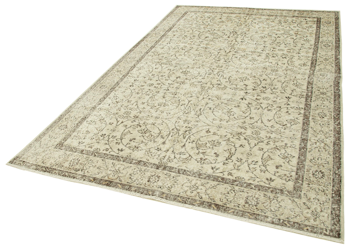 6x10 Beige Turkish Vintage Area Rug - 39080