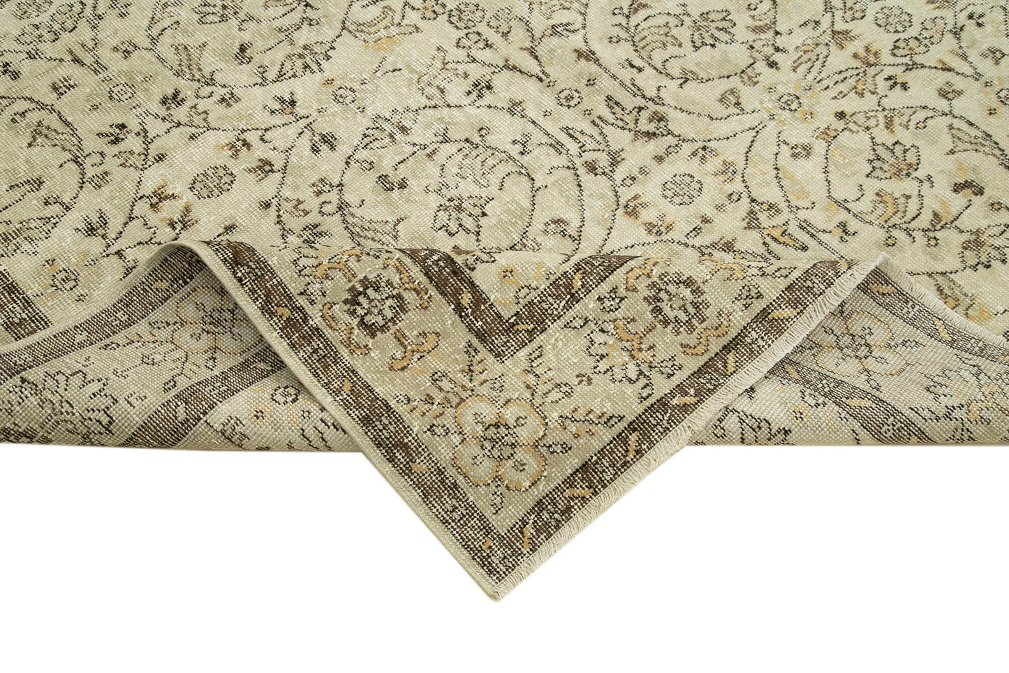 6x10 Beige Turkish Vintage Area Rug - 39080