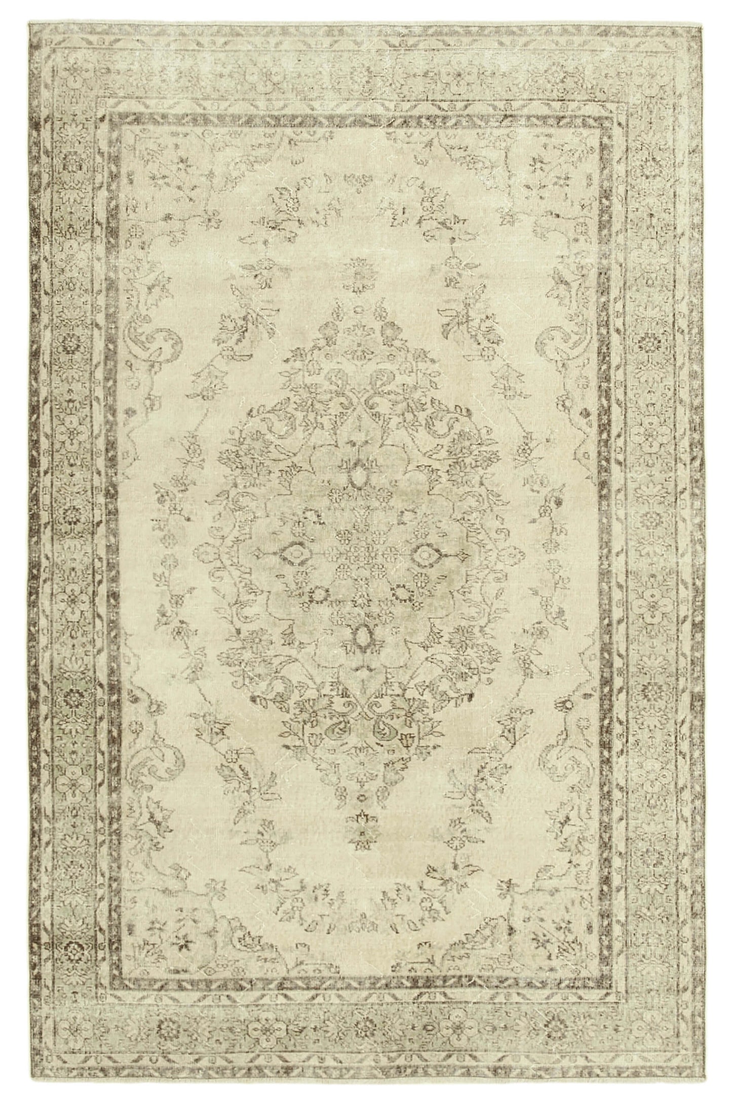 6x10 Beige Turkish Vintage Area Rug - 39081