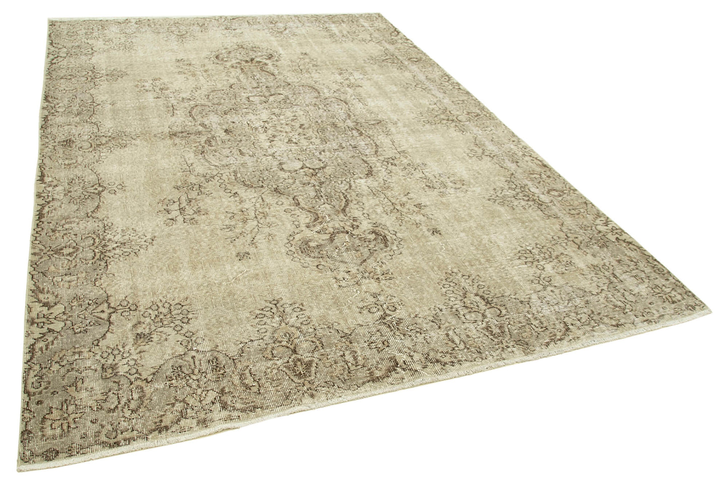 7x10 Beige Turkish Vintage Area Rug - 39084