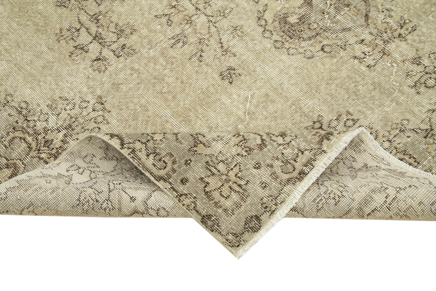7x10 Beige Turkish Vintage Area Rug - 39084