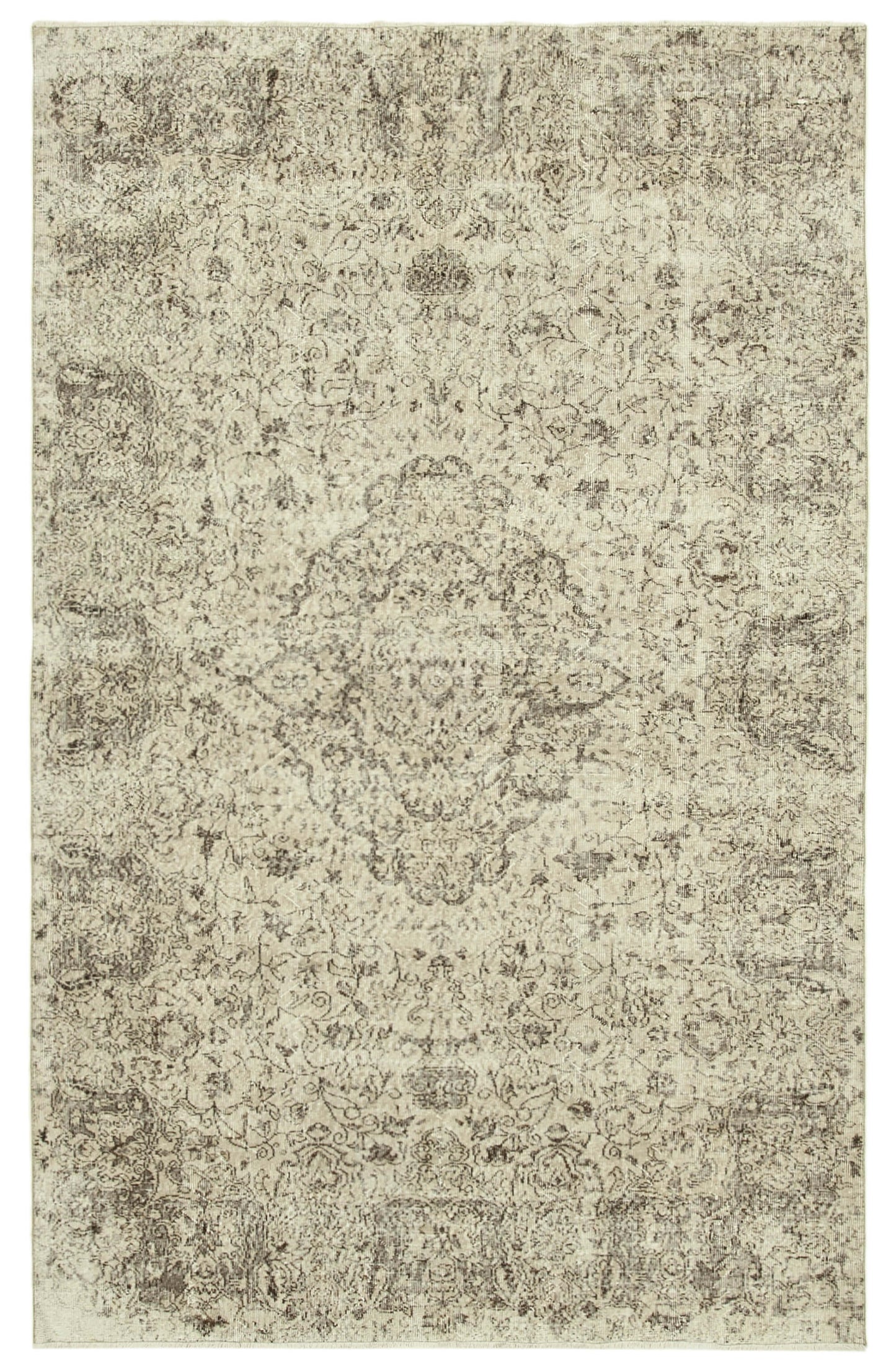 6x10 Beige Turkish Vintage Area Rug - 39096