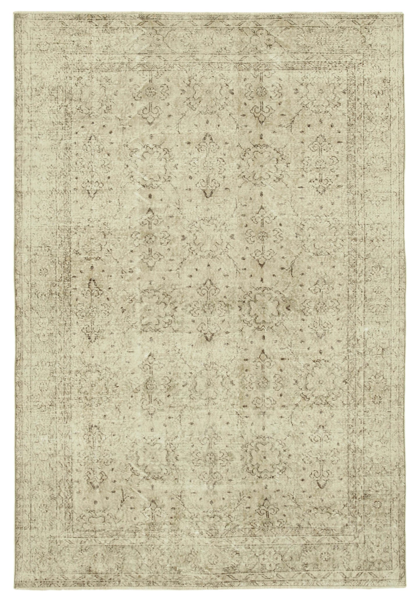 6x10 Beige Turkish Vintage Area Rug - 39098