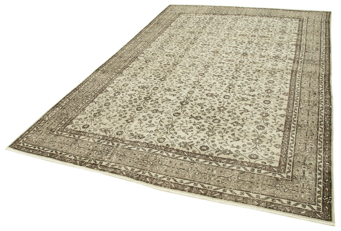 7x10 Beige Turkish Vintage Area Rug - 39100